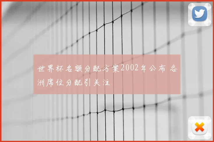 世界杯名额分配方案2002年公布 各洲席位分配引关注